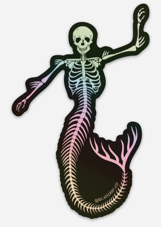 Dancing Mermaid Skeleton Sticker