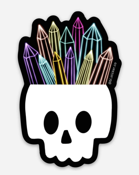 Glowing crystal skull sticker
